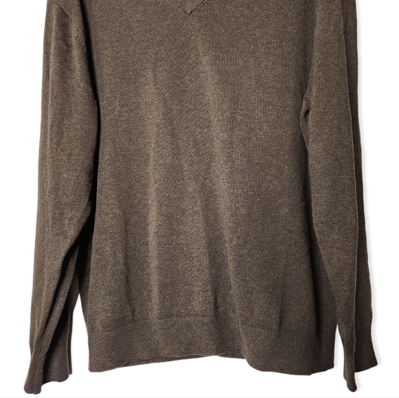 Daniel Cremieux 100% Supima Cotton Brown V Neck Sweater Knit Size Large Men EUC - Picture 5 of 8